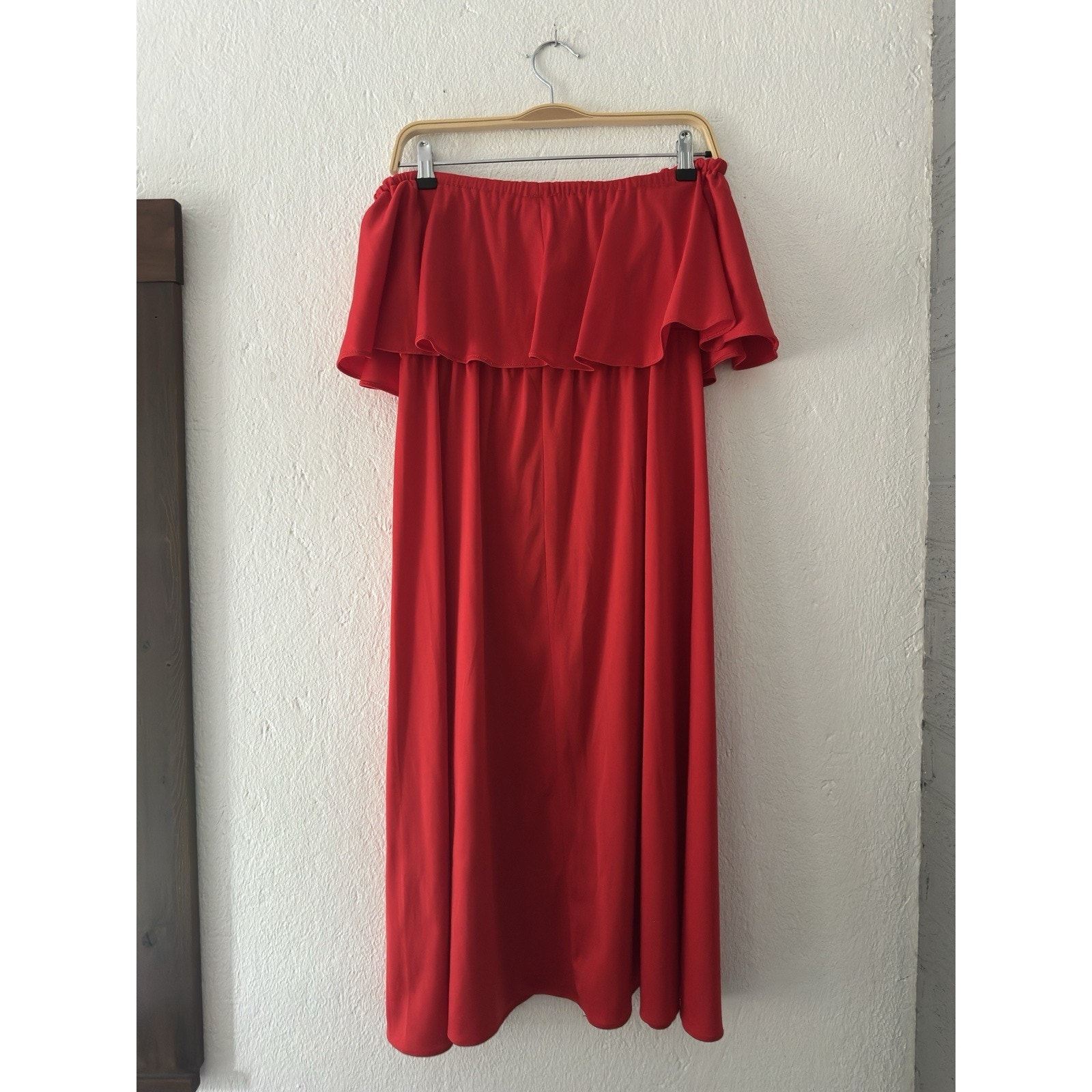 Vintage 1970s/1980s Red Tube Top Midi Ruffle Wrap Dress - Size 7/8 — image 6 of 8